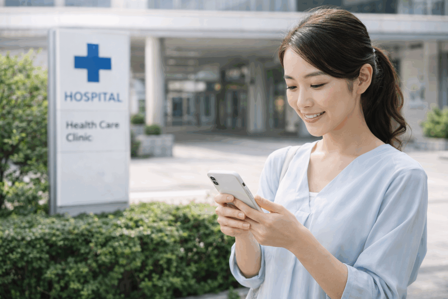 Caloo(カルー)を使って自分にぴったりの病院を検索する女性