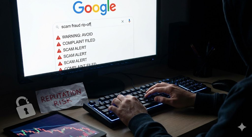 検索窓に打ち込まれるネガティブなキーワードのイメージ