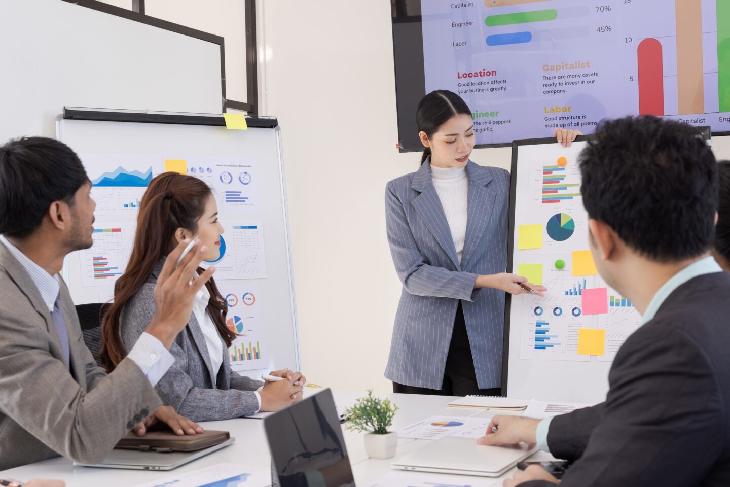 コンテンツマーケティングの戦略を立てるマーケティングチームの様子