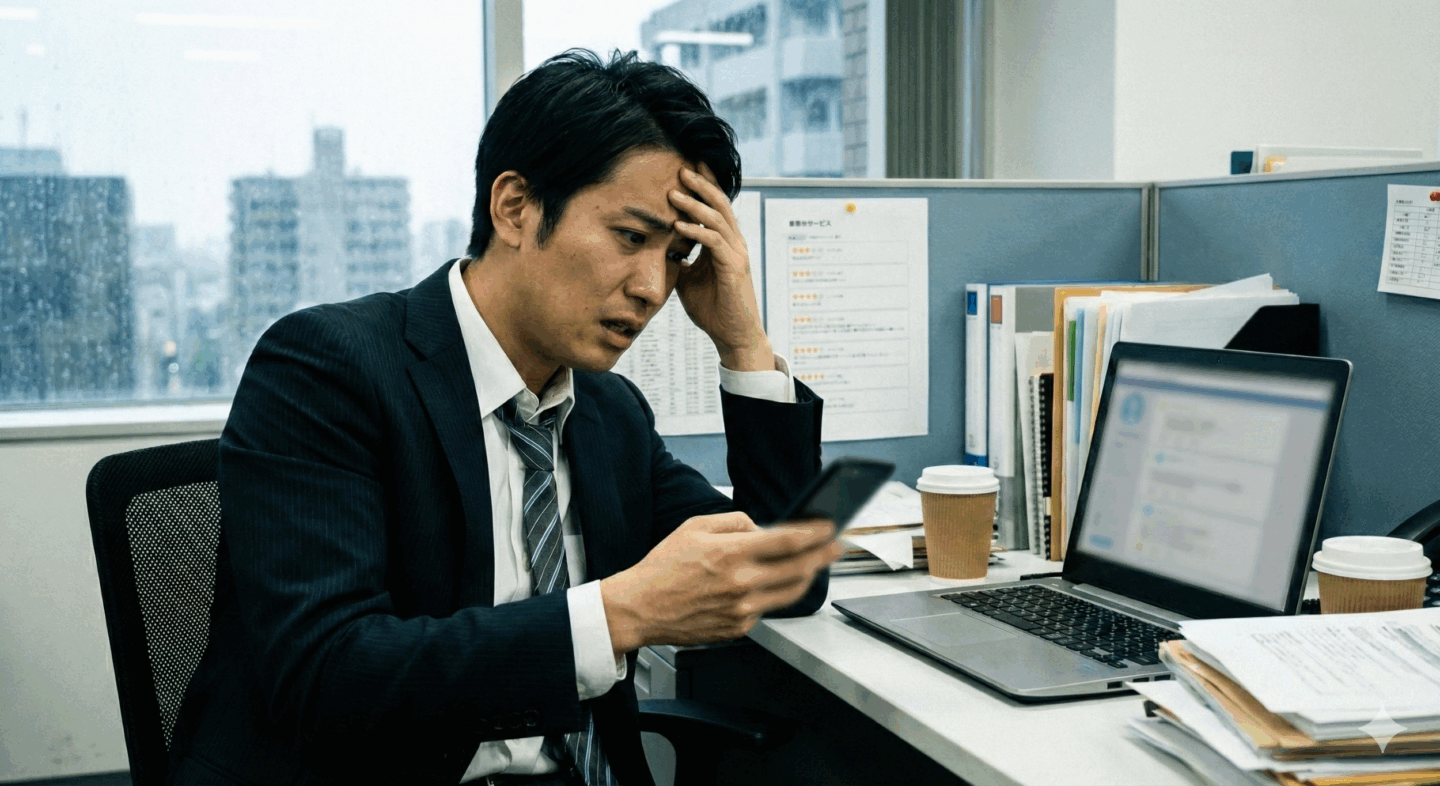 風評被害に悩む企業担当者のイメージ