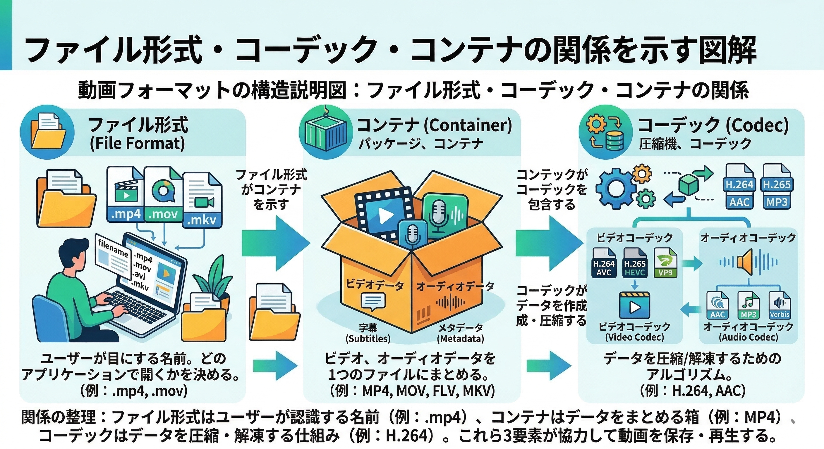 動画フォーマットの構造説明図