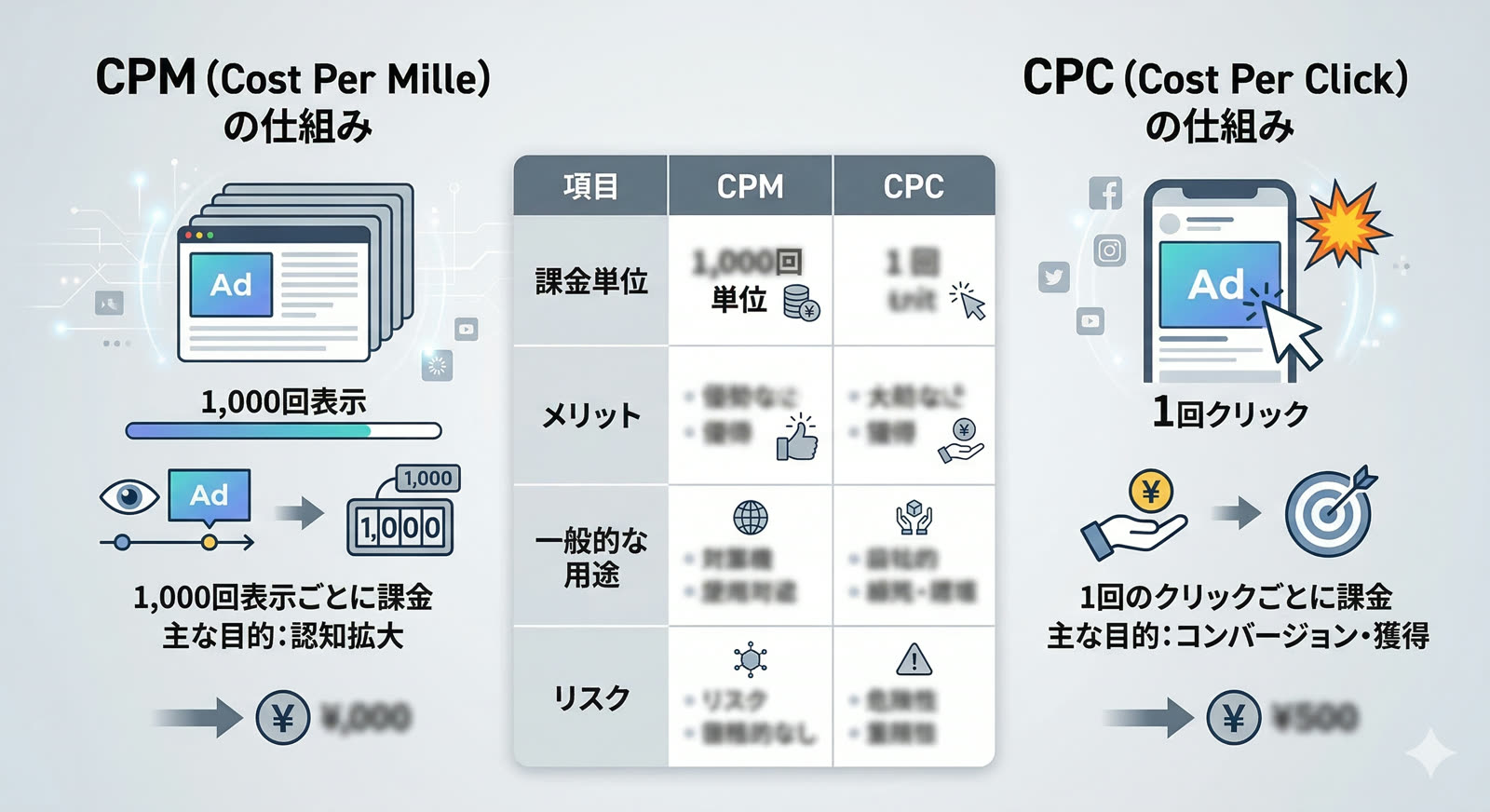 Facebook広告課金方式の比較