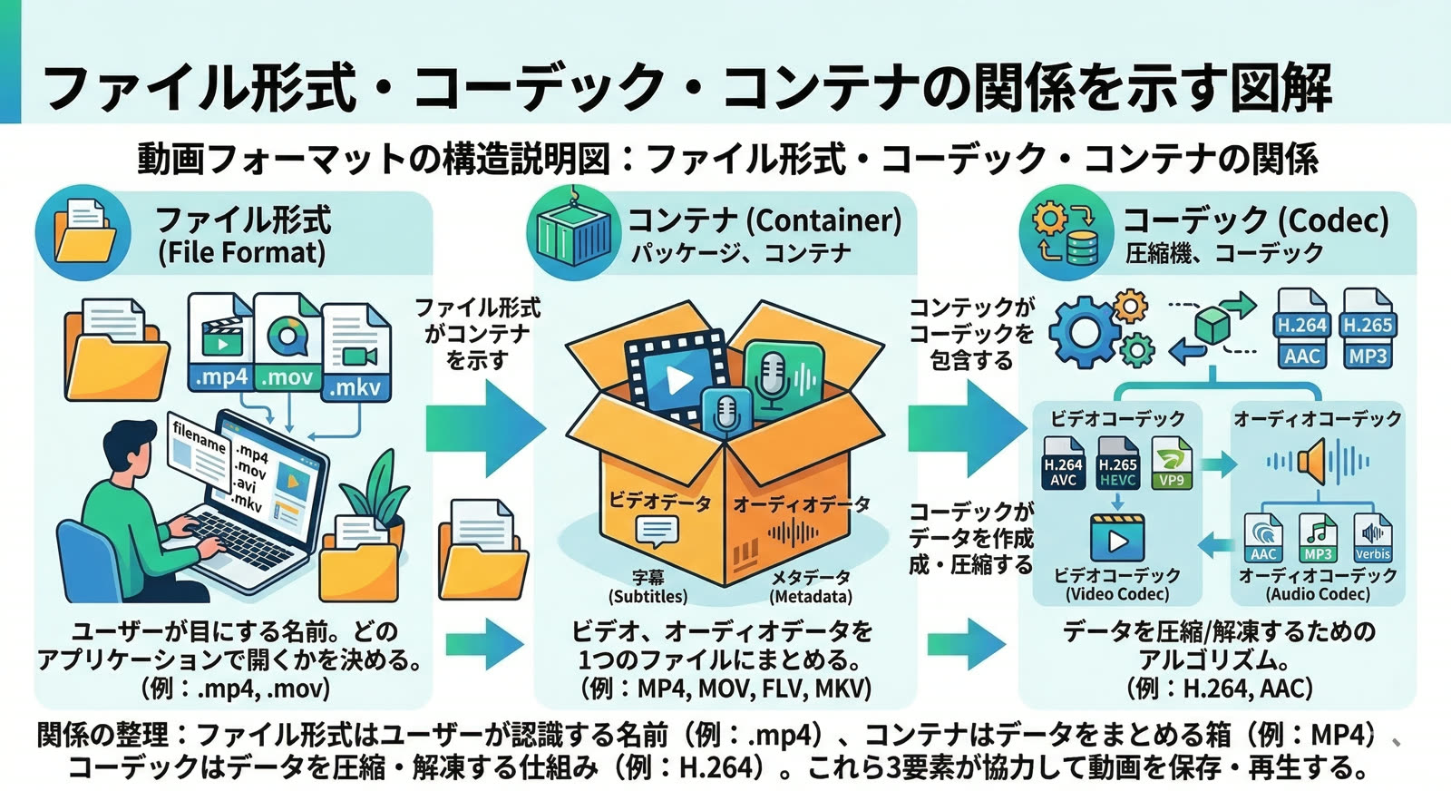 動画フォーマットの構造説明図